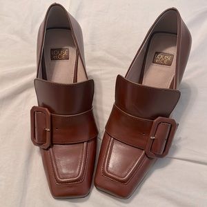 Chunky high heeled dressy women’s loafers